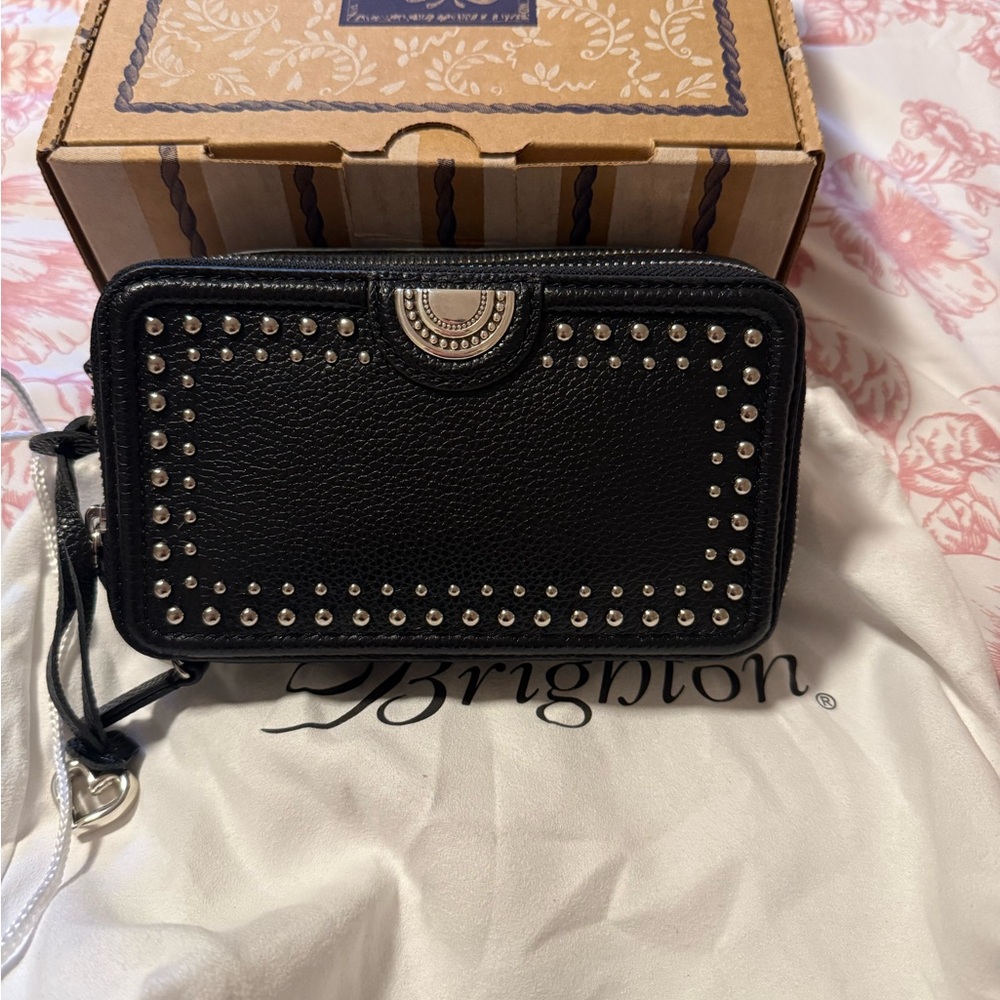 Brighton Black  camera organizer Crossbody with Silver Studs